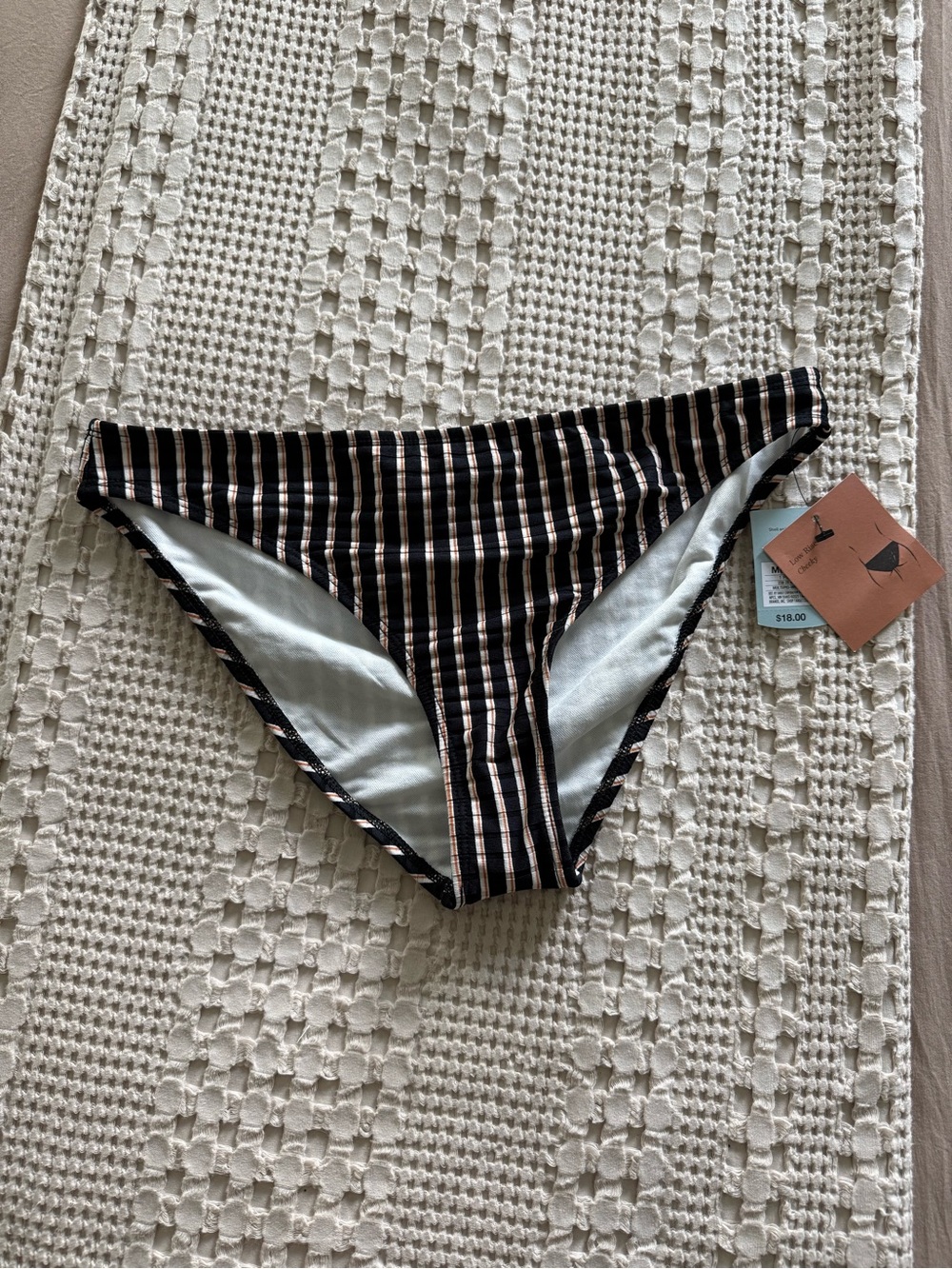 NEW Shade & Shore Ribbed Striped Bikini Bottom Size M